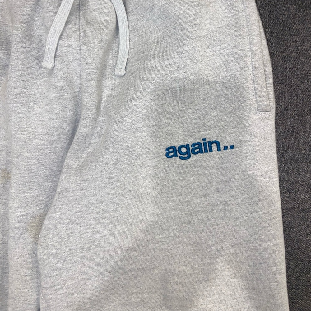 Again.. Embroidered Grey Tracksuit Sweatpants
